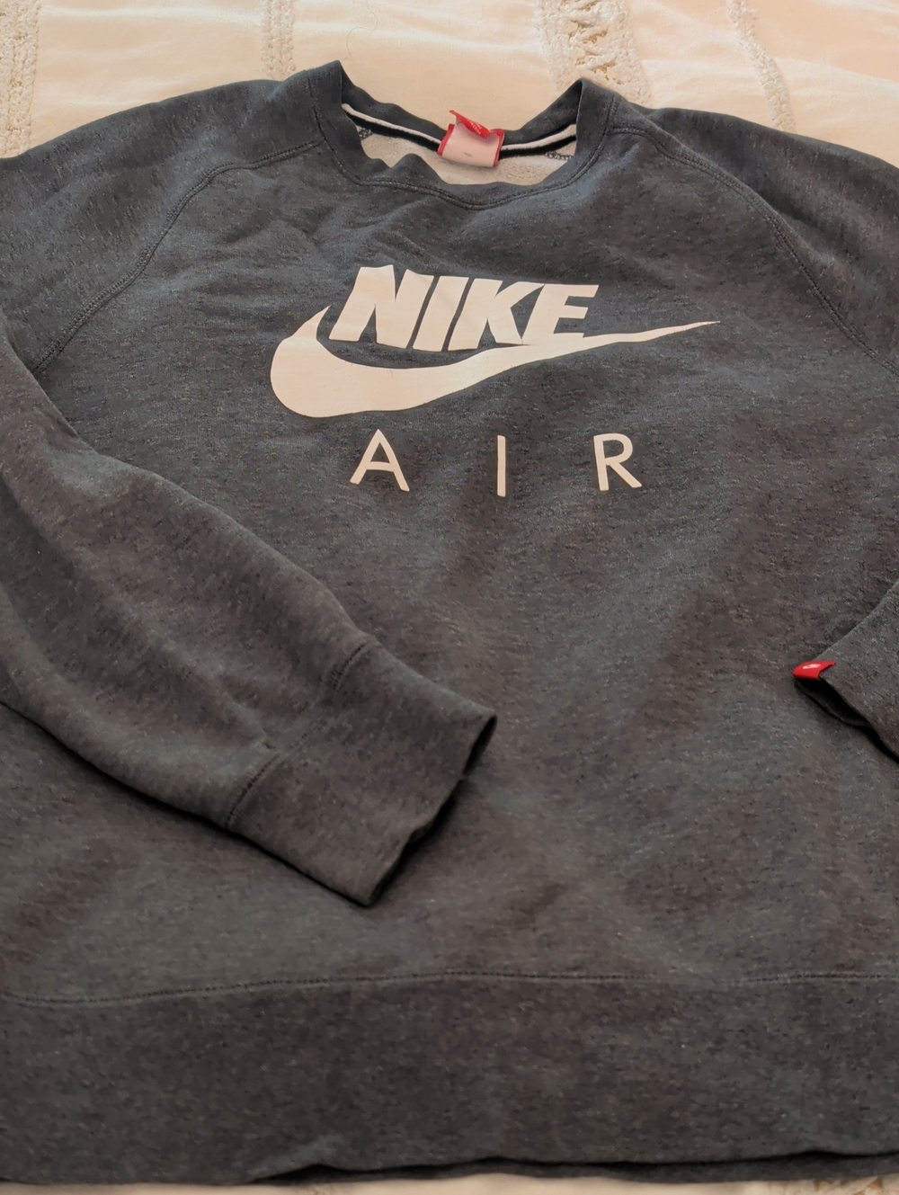 Nike Men's Charcoal Gray Crewneck Sweatshirt with White Logo